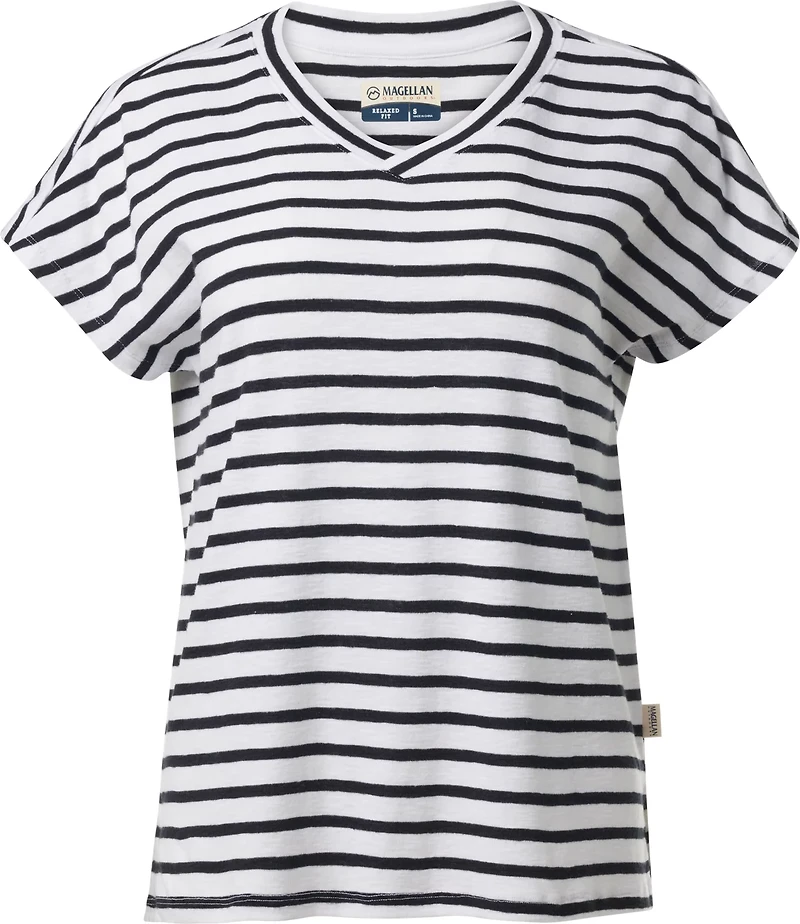 Magellan Outdoors Women's Pecos Ridge Striped V-neck T-shirt