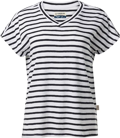 Magellan Outdoors Women's Pecos Ridge Striped V-neck T-shirt