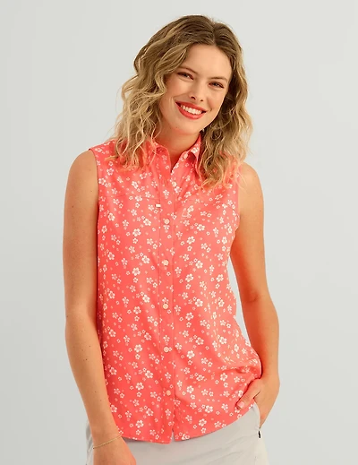 HUK Women's Tide Point Printed Sleeveless Shirt