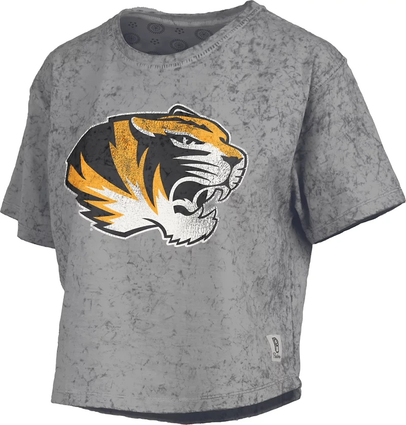 Three Square Women's University of Missouri Distressed Logo Waist Length Sun Washed T-shirt