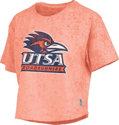 Three Square Women's University of Texas at San Antonio Distressed Logo Waist Length Sun Washed T-shirt