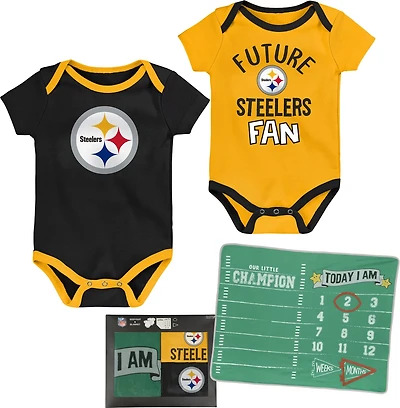 Outerstuff Infants' Steelers #1 Draft Pick 2-Piece Creeper and Blanket Set