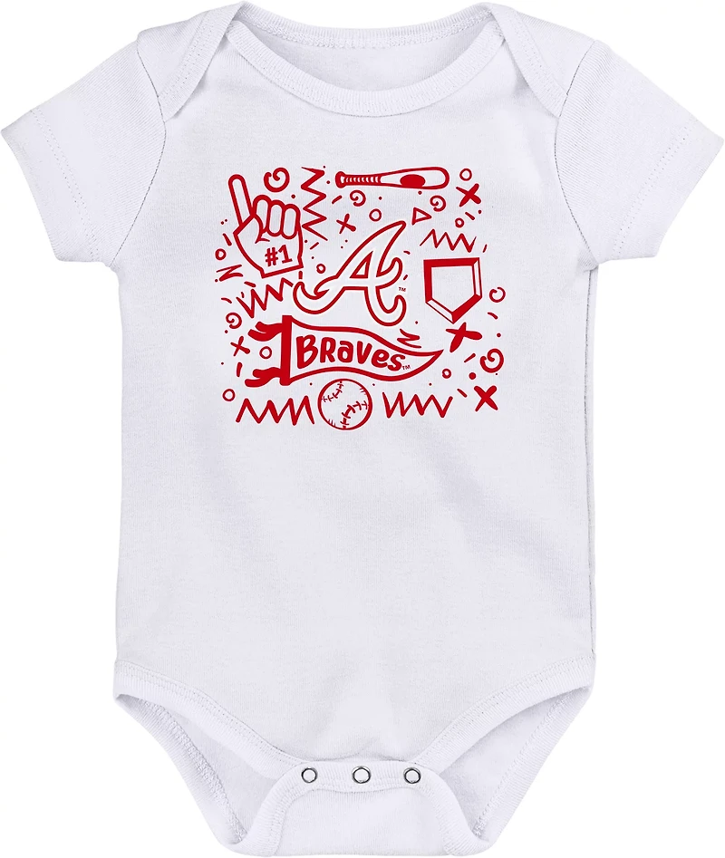 Outerstuff Infants' Atlanta Braves Batter Up Creepers 3-Pack