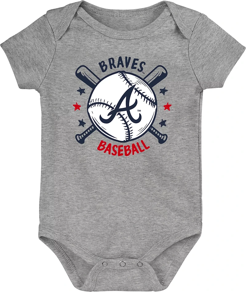 Outerstuff Infants' Atlanta Braves Batter Up Creepers 3-Pack