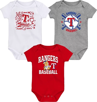 Outerstuff Infants' Texas Rangers Batter Up Creepers 3-Pack
