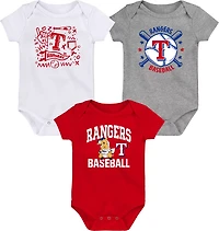 Outerstuff Infants' Texas Rangers Batter Up Creepers 3-Pack