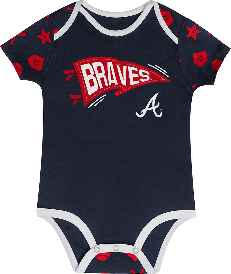 Outerstuff Infants' Atlanta Braves On Deck Diaper Cover Set