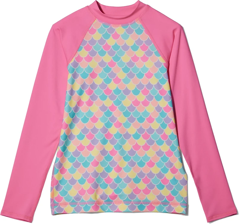 O'Rageous Girls' Mermaid Printed Long Sleeve Rash Guard