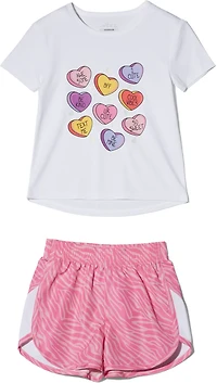 BCG Toddler Girls' Hearts Shirt and Woven Zebra Shorts Set