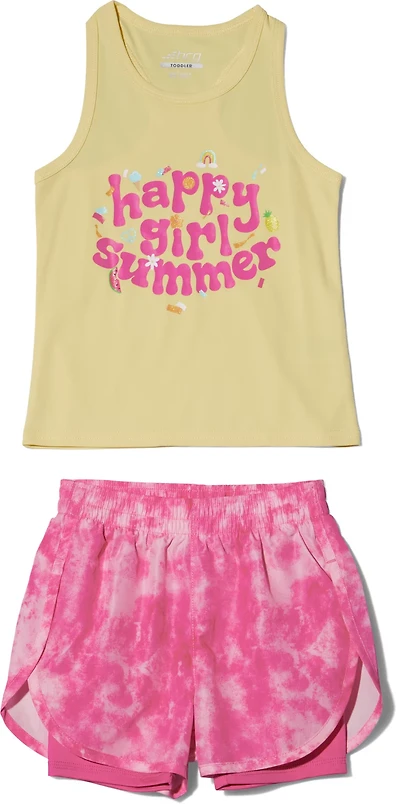 BCG Toddlers' Happy Girl Short and 2Fer Tie Dye Shorts Set