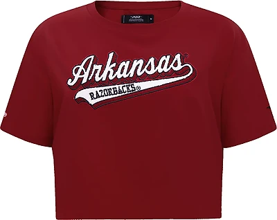 Pro Standard Women's Arkansas Razorbacks Script Tail Boxy Short Sleeve T-shirt