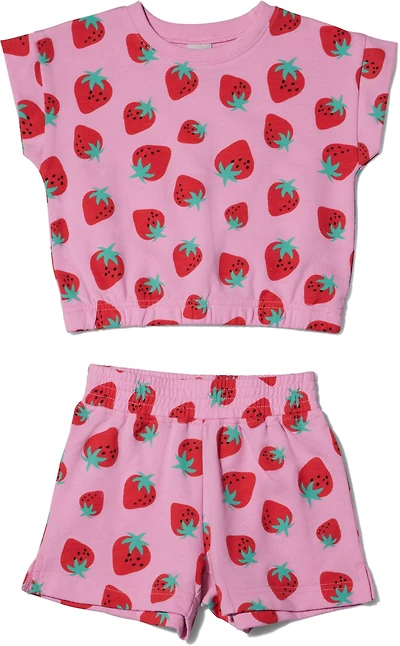 BCG Toddler Girls' Strawberry Allover Print Shirt and Shorts Set