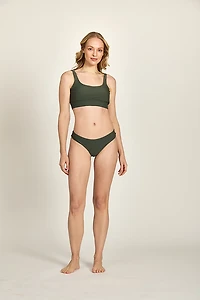 Cyn & Luca Women's Juniors' Army Ribbed Scoop Neck Bralette Top