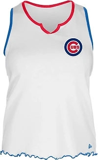 New Era Women's Chicago Cubs V-Notch Lettuce Hem Tank Top