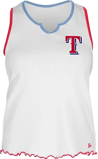 New Era Women's Texas Rangers V-notch Lettuce Hem Tank Top