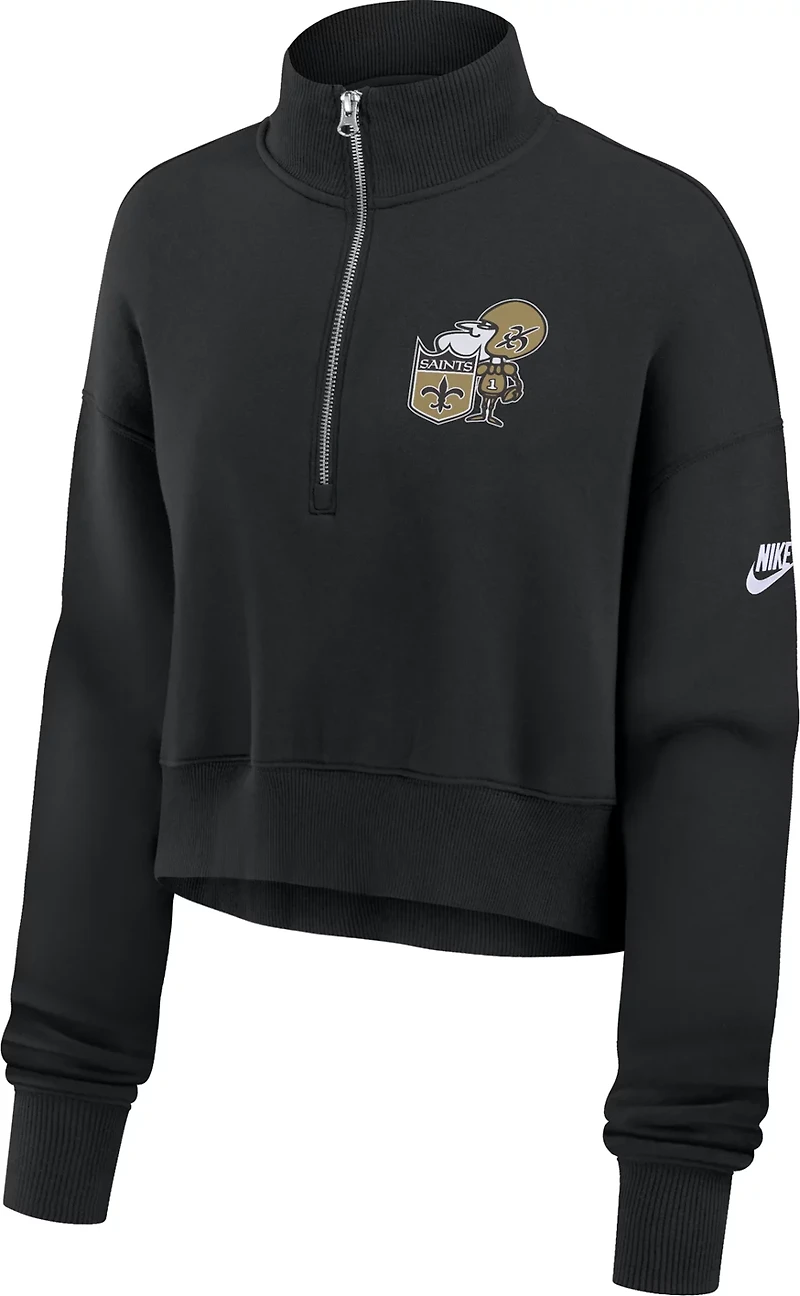 Nike Women's New Orleans Saints Rewind Phoenix Long Sleeve 1/4-Zip Sweatshirt