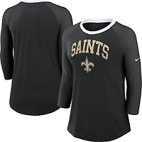 Nike Women's New Orleans Saints Arched 3/4 Sleeve Raglan Top