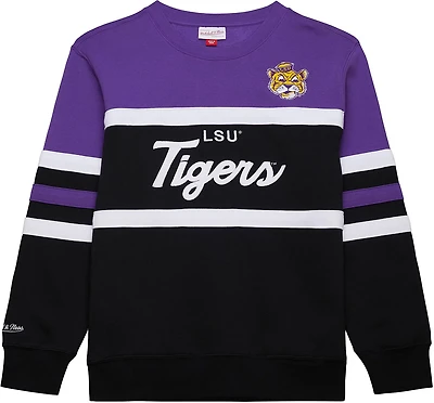 Mitchell & Ness Men's Louisiana State University Head Coach Vintage Logo Fleece Crew Sweatshirt