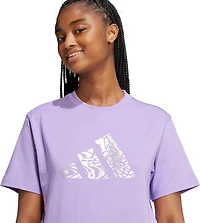 adidas Women's Tech Metallic Graphic Loose Fit Crop T-shirt