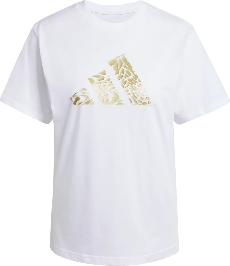 adidas Women's Tech Metallic Graphic Loose Fit Crop T-shirt