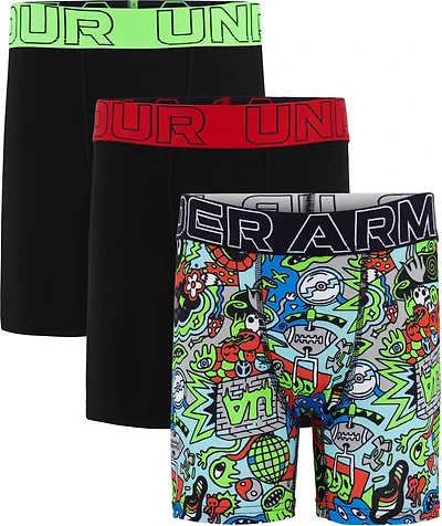 Under Armour Boys' Performance AOP Boxer Briefs 3-Pack