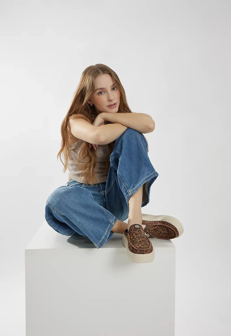 HEYDUDE Women's Wendy Austin Brown Leopard Lift Shoes