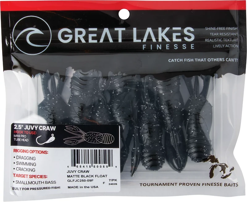 Great Lakes Finesse 2-1/2 Juvy Craw Tube 7-Pack