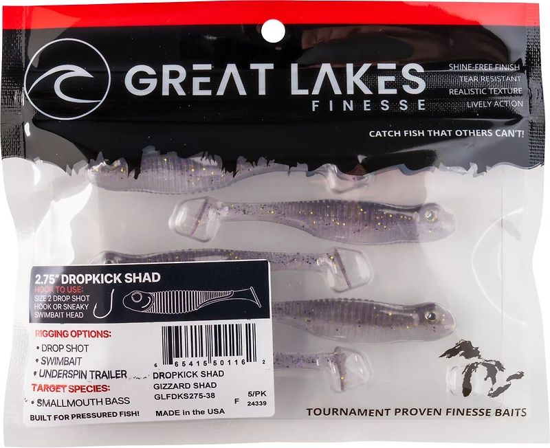 Great Lakes Finesse Drop Kick Shad Plastic Swim Bait