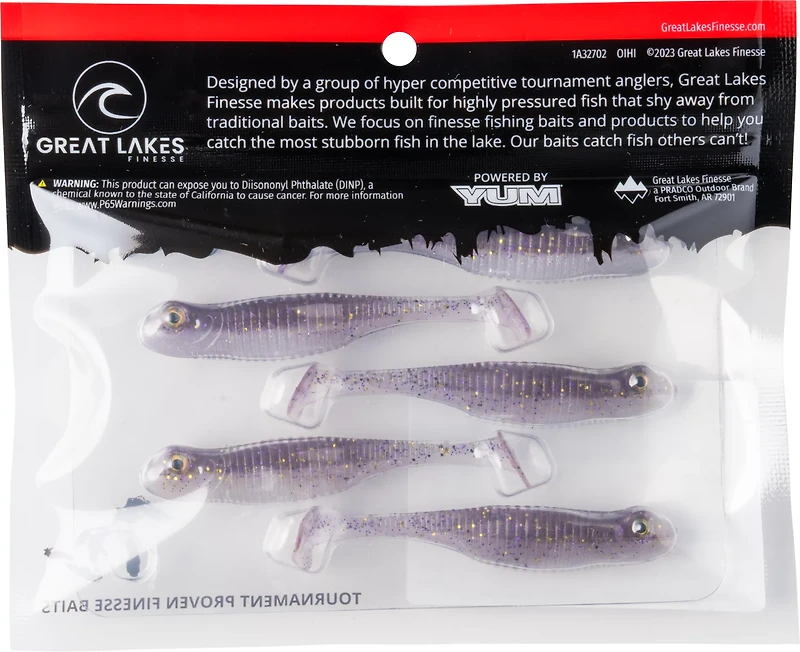 Great Lakes Finesse Drop Kick Shad Plastic Swim Bait