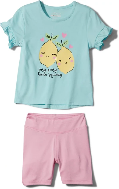 BCG Toddler Girls' Easy Peasy Ruffle Shirt and Shorts Set