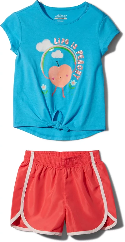 BCG Toddler Girls' Just Peachy Front Tie Short Sleeve Shirt Set