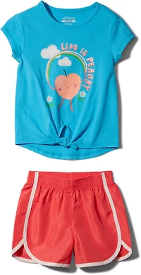 BCG Toddler Girls' Just Peachy Front Tie Short Sleeve Shirt Set