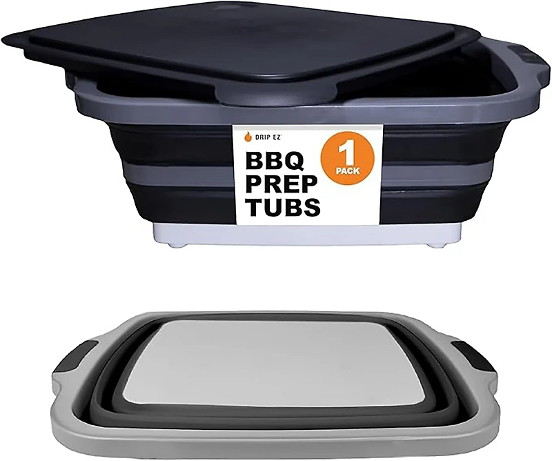 Drip EZ XL Collapsible BBQ Prep Tub with Locking Lid