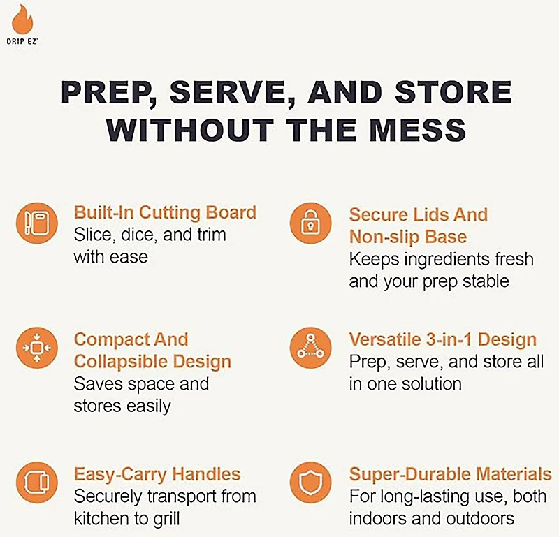 Drip EZ XL Collapsible BBQ Prep Tub with Locking Lid