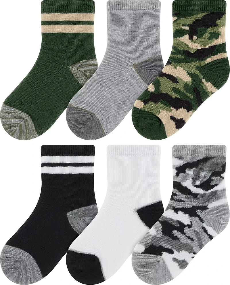 BCG Kids’ Camo Stripe Quarter Socks 6-Pack