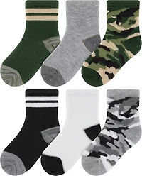 BCG Kids’ Camo Stripe Quarter Socks 6-Pack