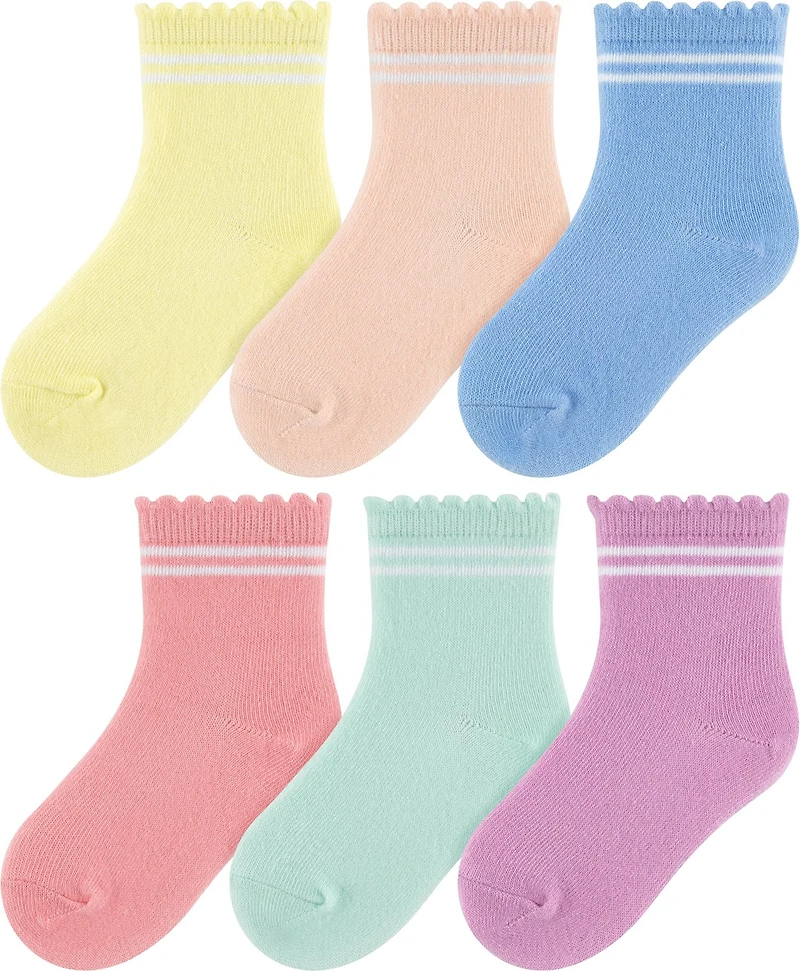 BCG Kids’ Scalloped Edge Stripe Quarter Socks 6-Pack