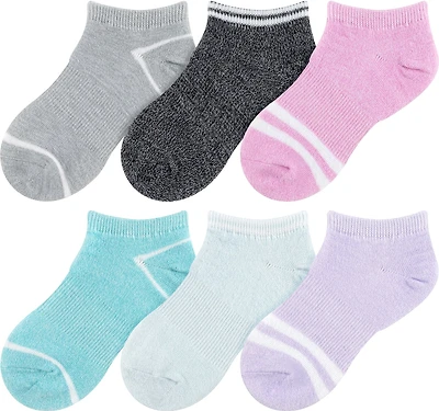 BCG Kids’ Marls Varsity Stripes No Show Socks 6-Pack