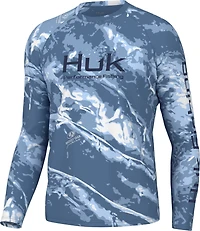 Huk Men's Pursuit Mossy Oak Crew Long Sleeve Shirt