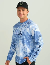 Huk Men's Pursuit Mossy Oak Crew Long Sleeve Shirt