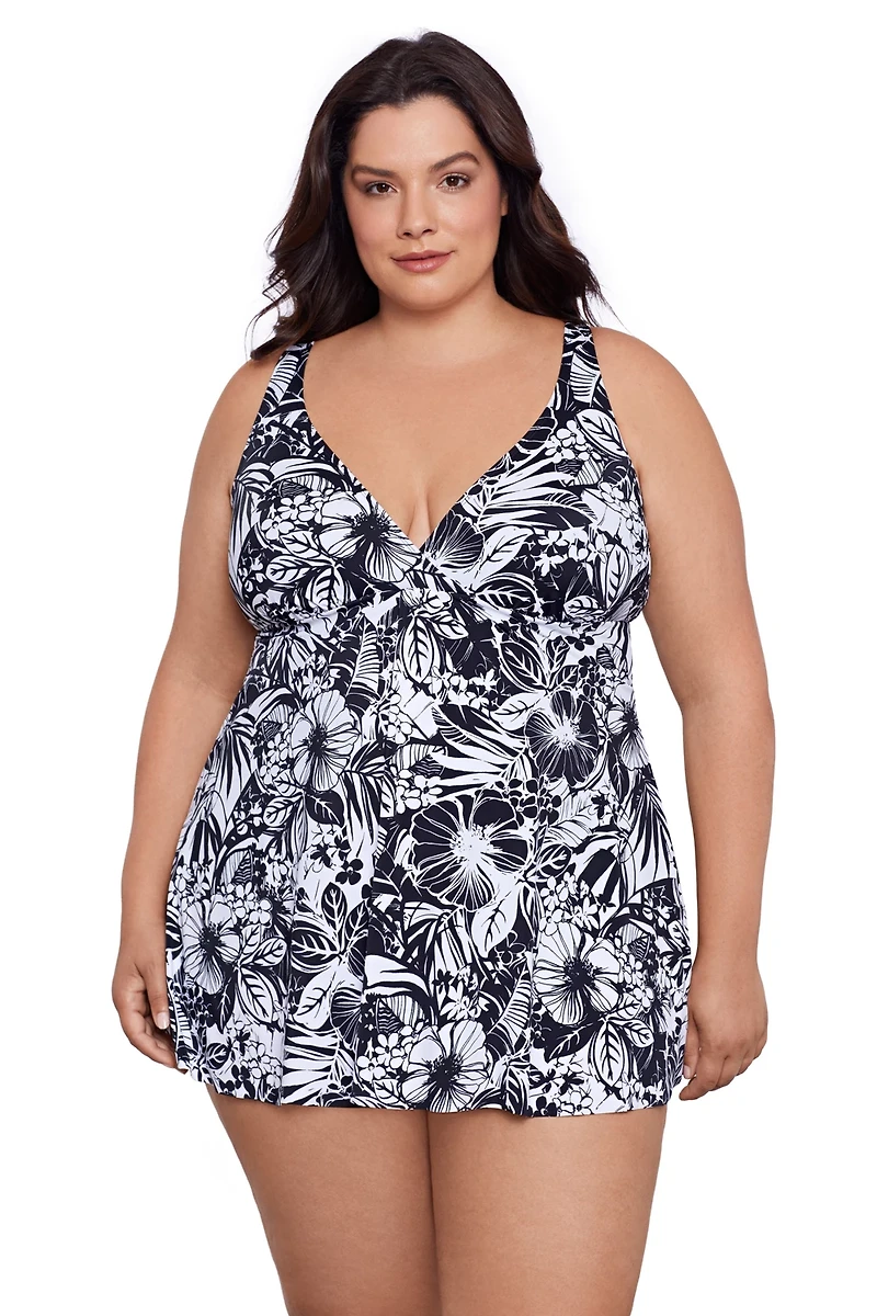 Swim Solutions Women's Plus Floral Swimdress