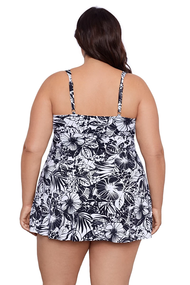 Swim Solutions Women's Plus Floral Swimdress