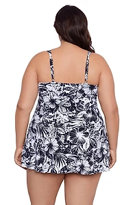Swim Solutions Women's Plus Floral Swimdress