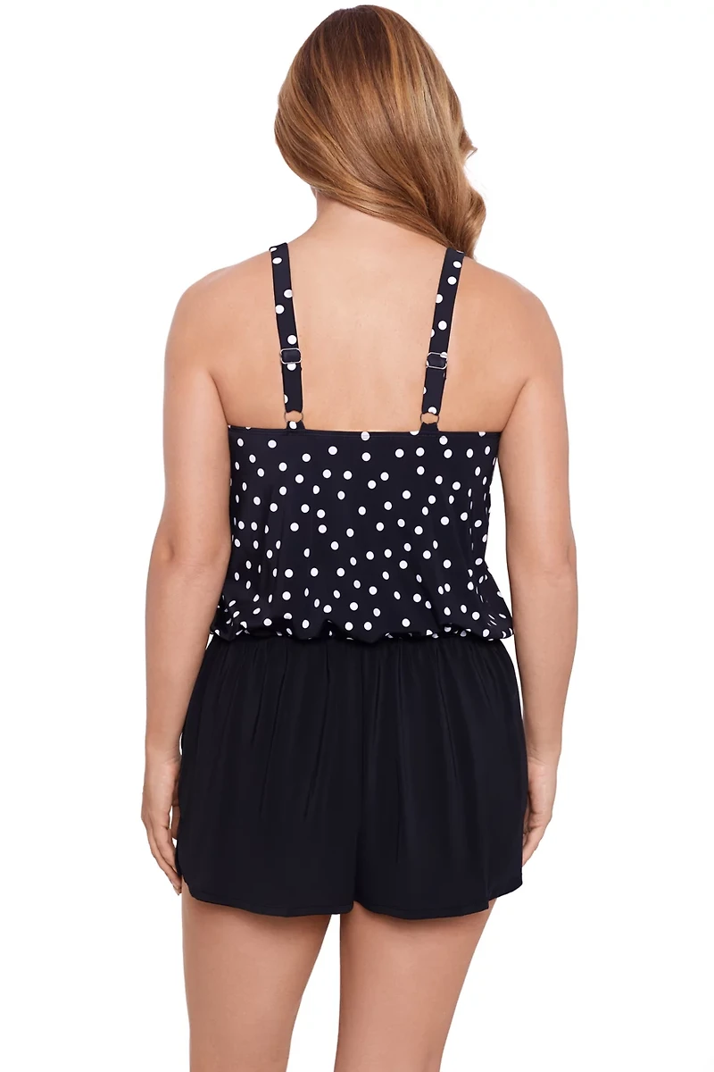Swim Solutions Women's Rain of Dot Romper with Pockets