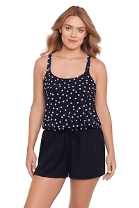 Swim Solutions Women's Rain of Dot Romper with Pockets