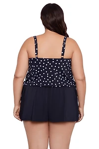 Swim Solutions Women's Plus Rain of Dot Romper with Pockets