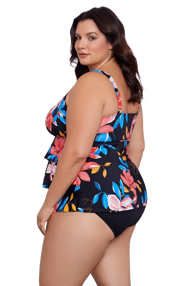 Swim Solutions Women's Hidden Spots Knotted Flyway Fauxkini One Piece Swimsuit