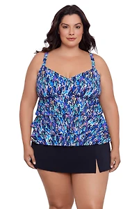 Swim Solutions Women's Rainbow Rain Triple Tier Tankini Top
