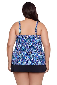 Swim Solutions Women's Rainbow Rain Triple Tier Tankini Top
