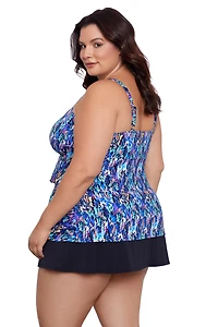 Swim Solutions Women's Rainbow Rain Triple Tier Tankini Top